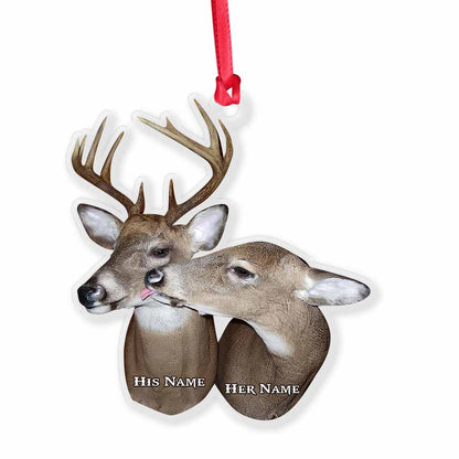 Deer Couple - Personalized Christmas Hunting Transparent Ornament