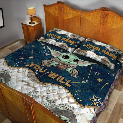 The Child Sleep Well You Will - Personalized The Force Quilt Set