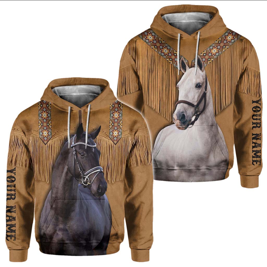 Western Horse Couple Hoodie - Personalized All Over T-shirt and Hoodie