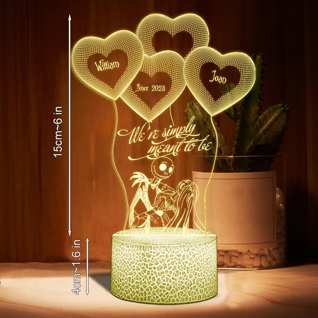 We’re Simply Meant To Be - Personalized Couple Nightmare Shaped Plaque Light Base