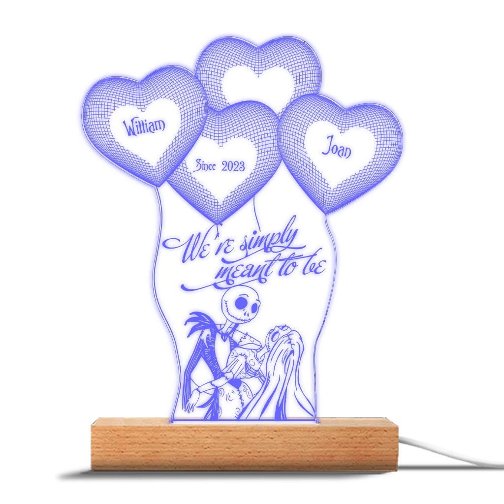 We’re Simply Meant To Be - Personalized Couple Nightmare Shaped Plaque Light Base