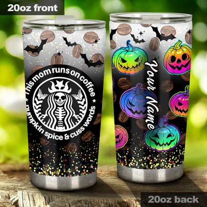 This Mom Runs On - Personalized Halloween Mother Tumbler