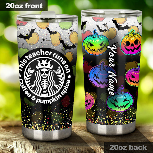 This Teacher Runs On - Personalized Halloween Tumbler