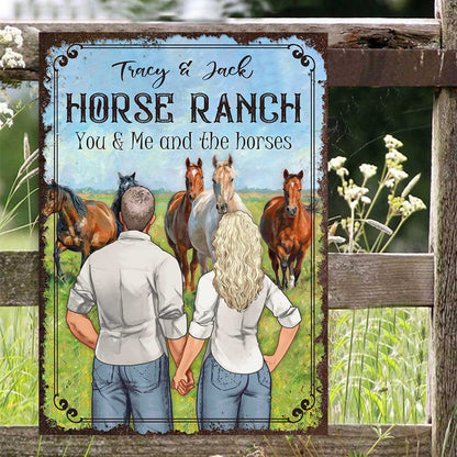 You And Me And The Horses - Personalized Horse Rectangle Metal Sign