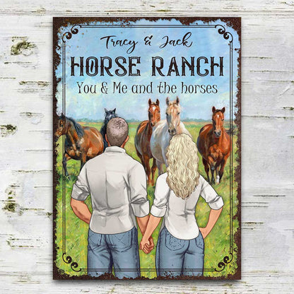 You And Me And The Horses - Personalized Horse Rectangle Metal Sign