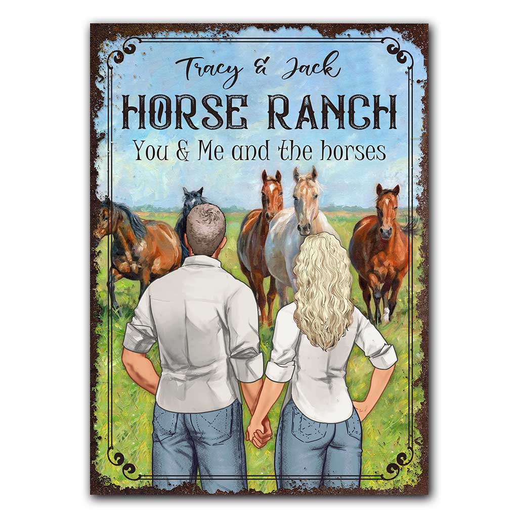 You And Me And The Horses - Personalized Horse Rectangle Metal Sign