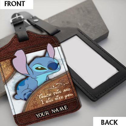 Touch This And I Will Bite You - Personalized Ohana Leather Luggage Tag