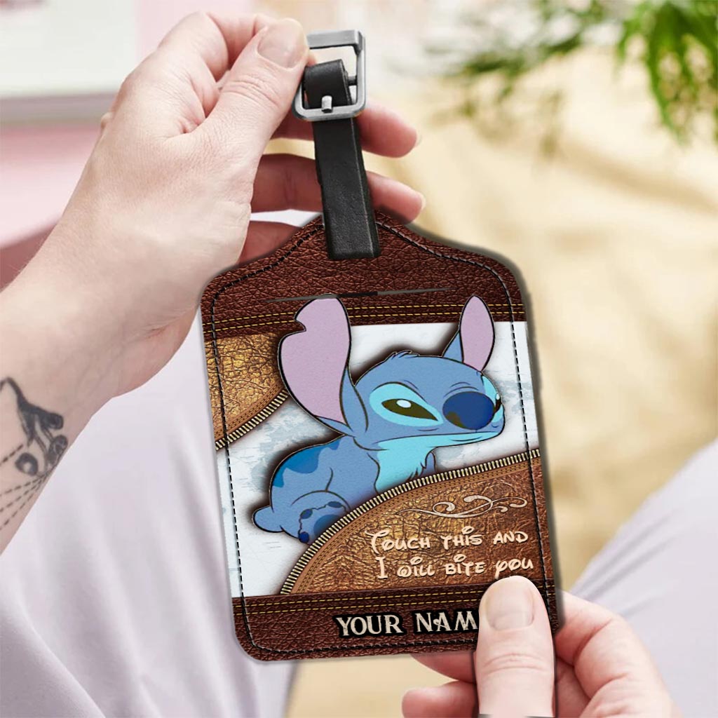 Touch This And I Will Bite You - Personalized Ohana Leather Luggage Tag