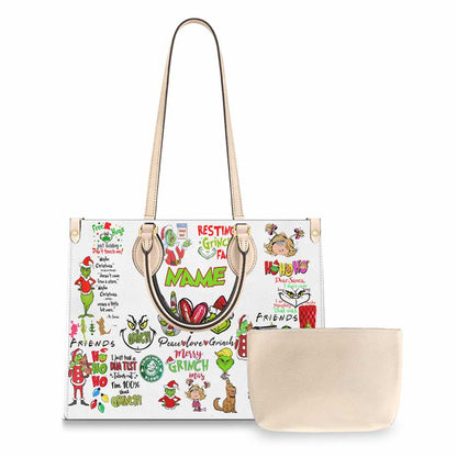 Merry Christmas - Personalized Christmas Stole Christmas Leather Handbag