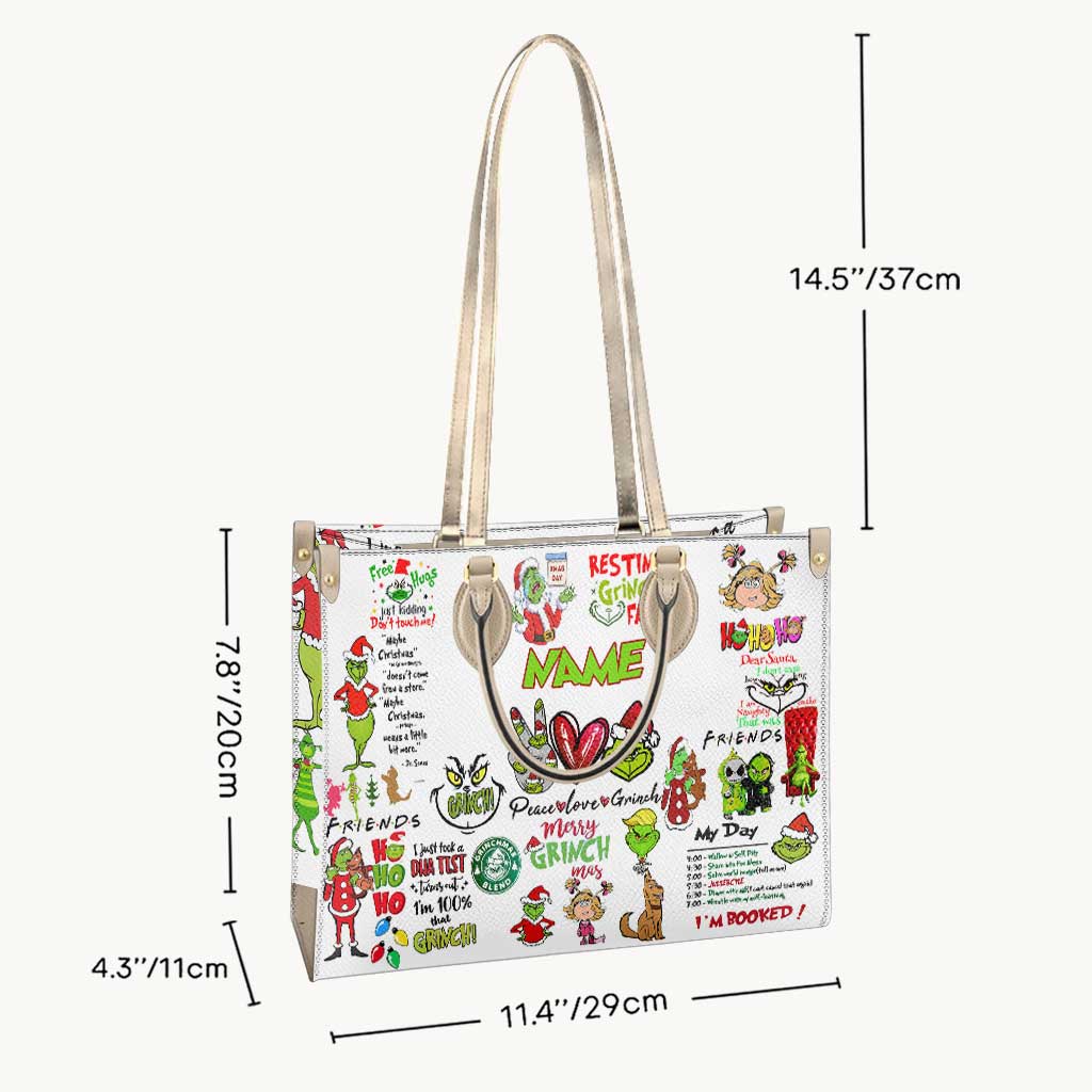 Merry Christmas - Personalized Christmas Stole Christmas Leather Handbag