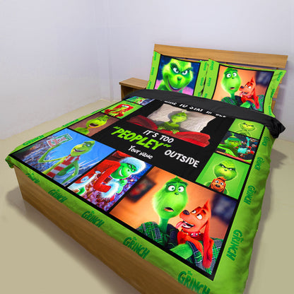 I Like To Stay In Bed - Personalized Christmas Stole Christmas Quilt Set