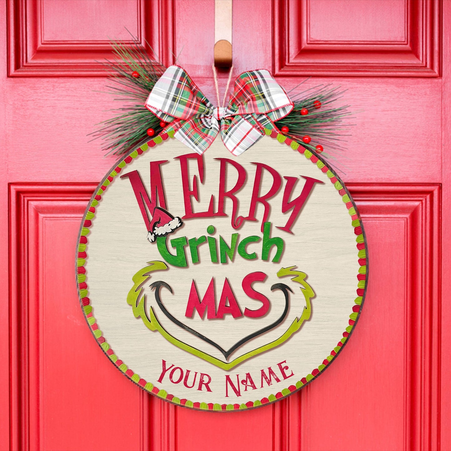 Merry Christmas - Personalized Christmas Stole Christmas Round Wood Sign