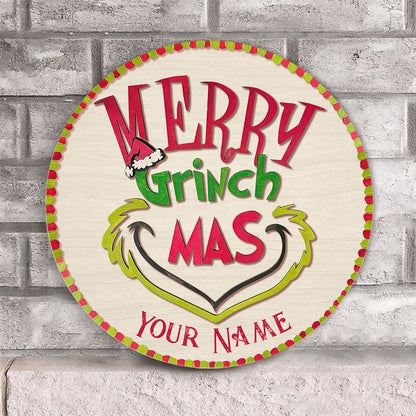 Merry Christmas - Personalized Christmas Stole Christmas Round Wood Sign