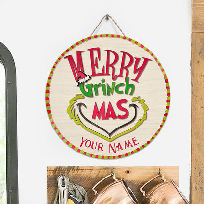 Merry Christmas - Personalized Christmas Stole Christmas Round Wood Sign