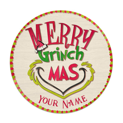 Merry Christmas - Personalized Christmas Stole Christmas Round Wood Sign