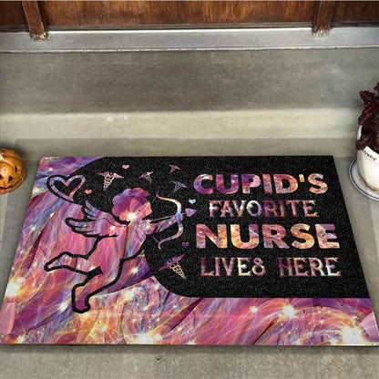 Cupid's Favorite Nurse Lives Here - Nurse Doormat