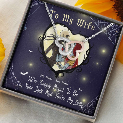 We're Simply Meant To Be - Personalized Couple Nightmare Two Hearts Necklace