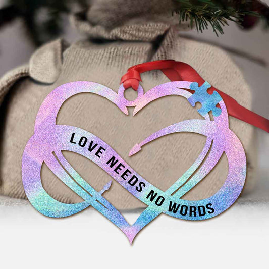 Love Needs No Words - Christmas Autism Awareness Ornament (Printed On Both Sides)