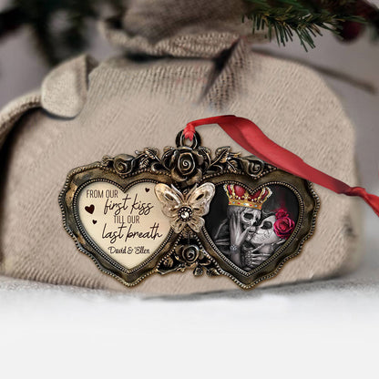 From Our First Kiss - Personalized Christmas Skull Ornament (Printed On Both Sides)