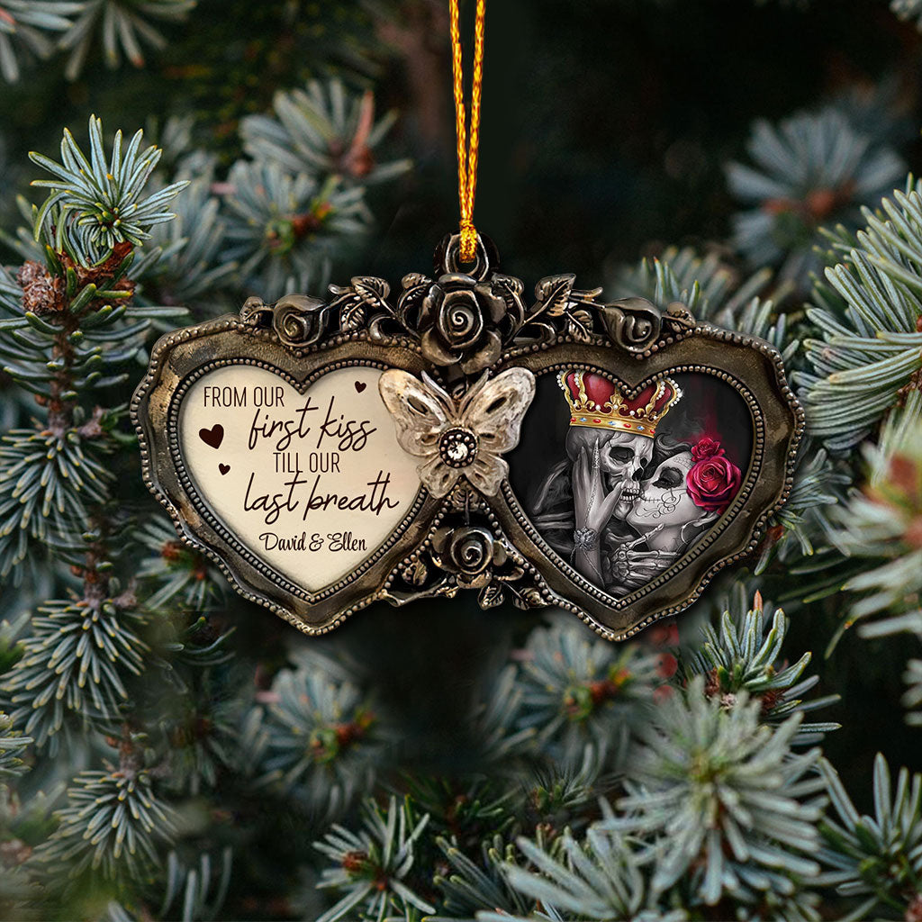 From Our First Kiss - Personalized Christmas Skull Ornament (Printed On Both Sides)