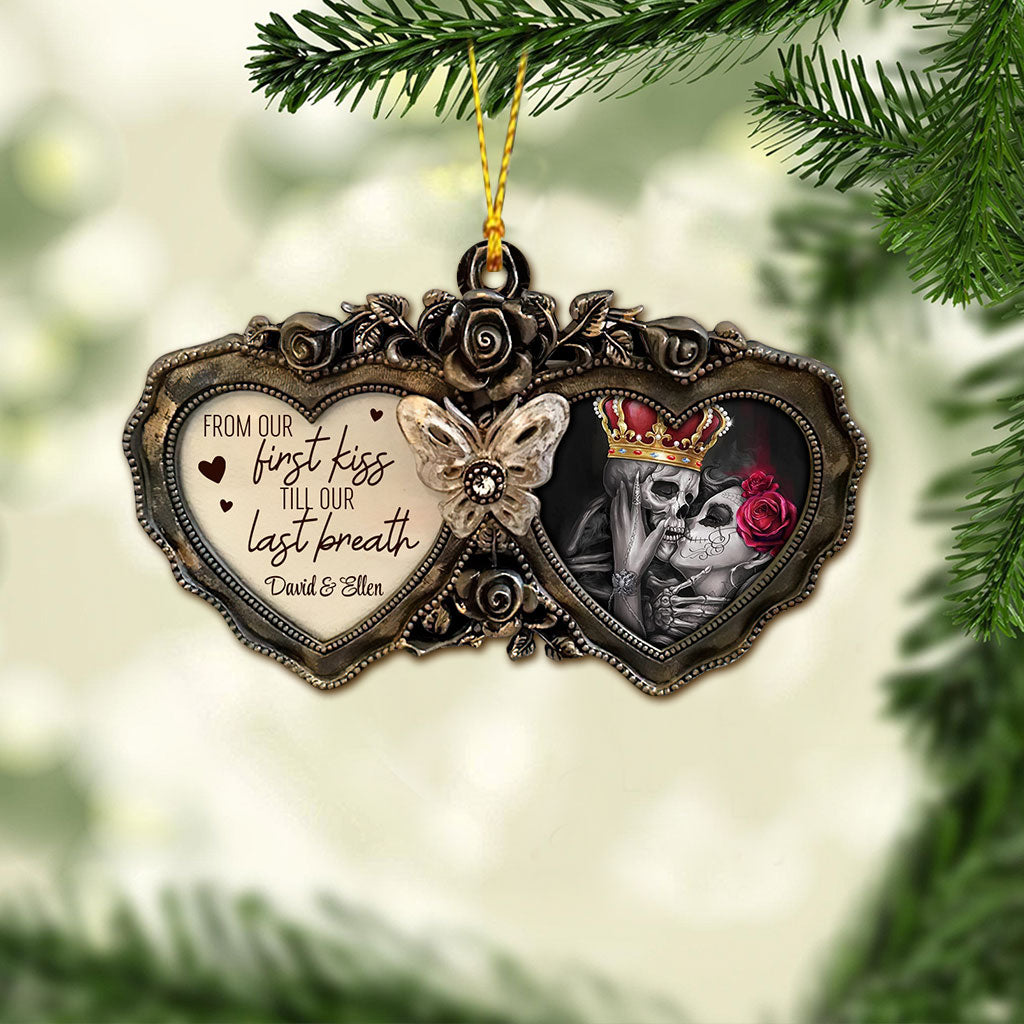 From Our First Kiss - Personalized Christmas Skull Ornament (Printed On Both Sides)