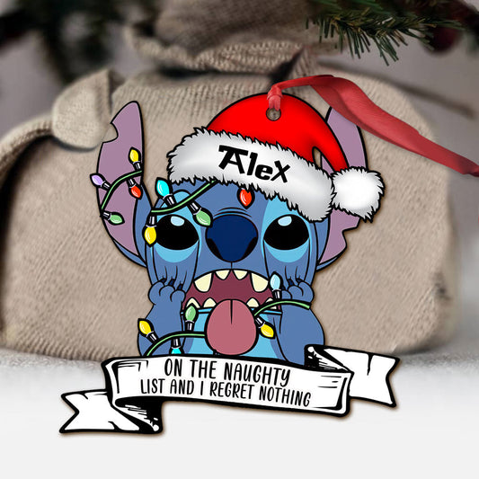 On The Naughty List - Personalized Christmas Ohana Ornament (Printed On Both Sides)