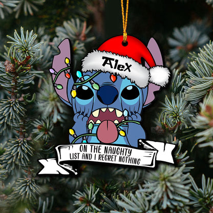 On The Naughty List - Personalized Christmas Ohana Ornament (Printed On Both Sides)