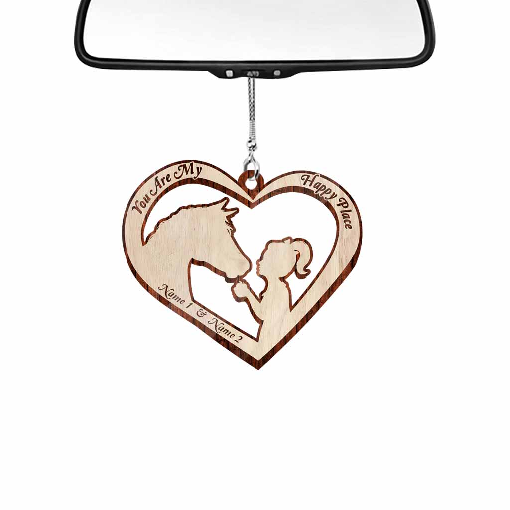 You Are My Happy Place - Personalized Horse Transparent Car Ornament