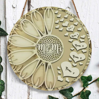 You Are The World - Personalized Mother's Day Grandma Round Wood Sign With 3D Pattern Print