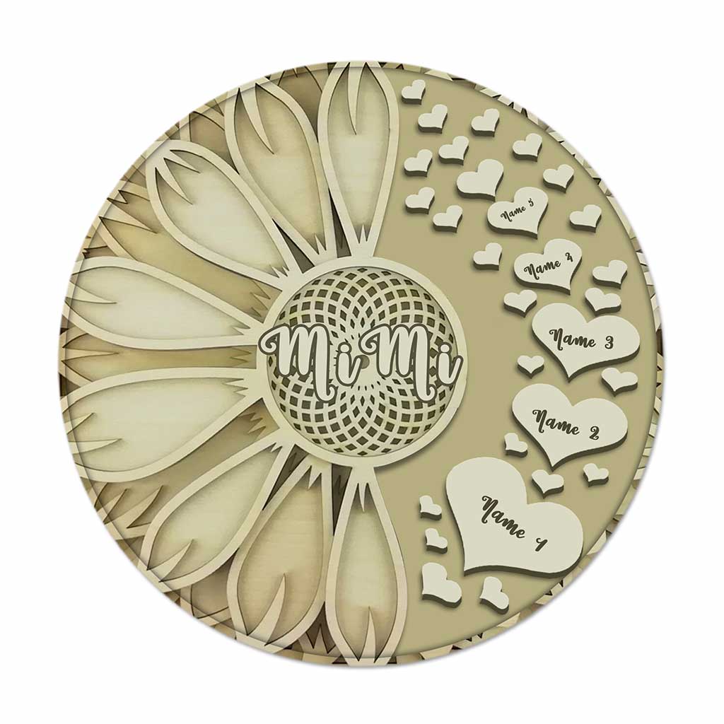 You Are The World - Personalized Mother's Day Grandma Round Wood Sign With 3D Pattern Print