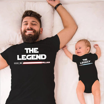 The Myth The Legend - Personalized Father T-shirt And Baby Onesie