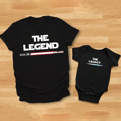 The Myth The Legend - Personalized Father T-shirt And Baby Onesie