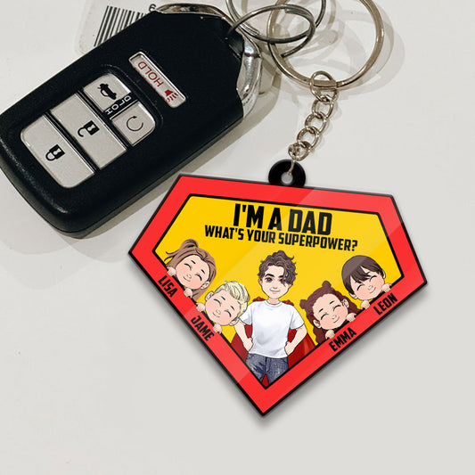 What's Your Superpower - Personalized Superhero Keychain (Printed On Both Sides)