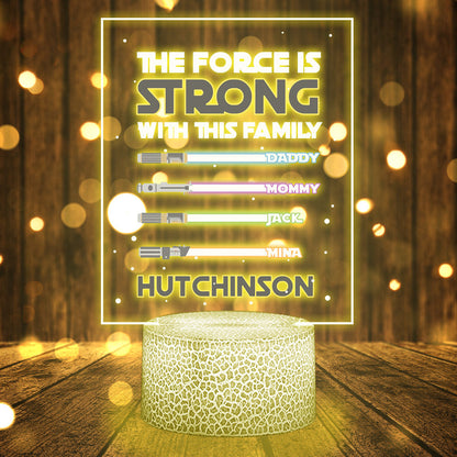 The Force Is Strong - Personalized The Force Shaped Plaque Light Base