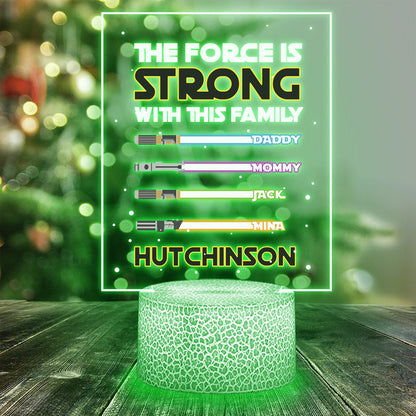 The Force Is Strong - Personalized The Force Shaped Plaque Light Base