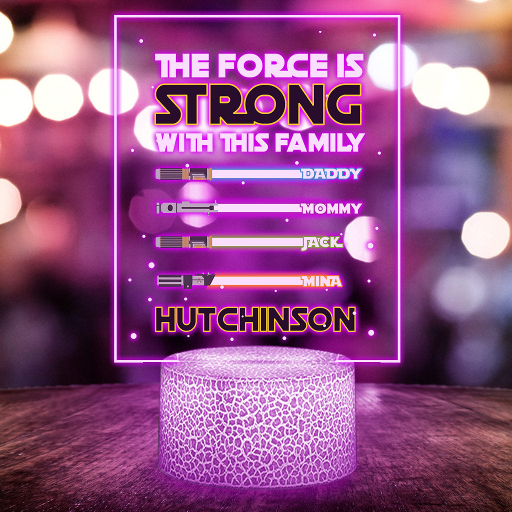 The Force Is Strong - Personalized The Force Shaped Plaque Light Base