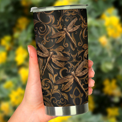 Dragonfly Tumbler With Faux Wood Print 0622