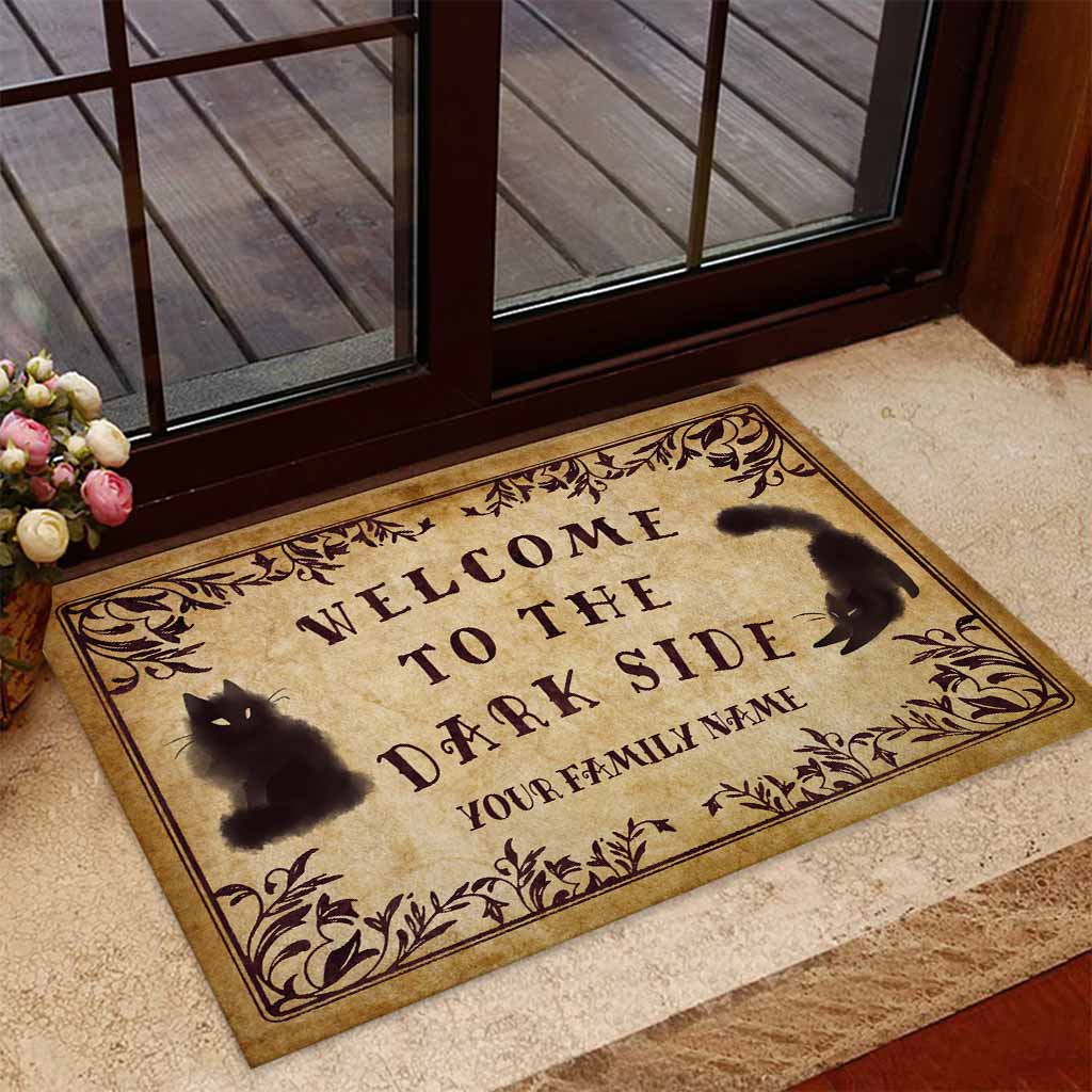 Welcome To The Dark Side - Black Cat Personalized Doormat