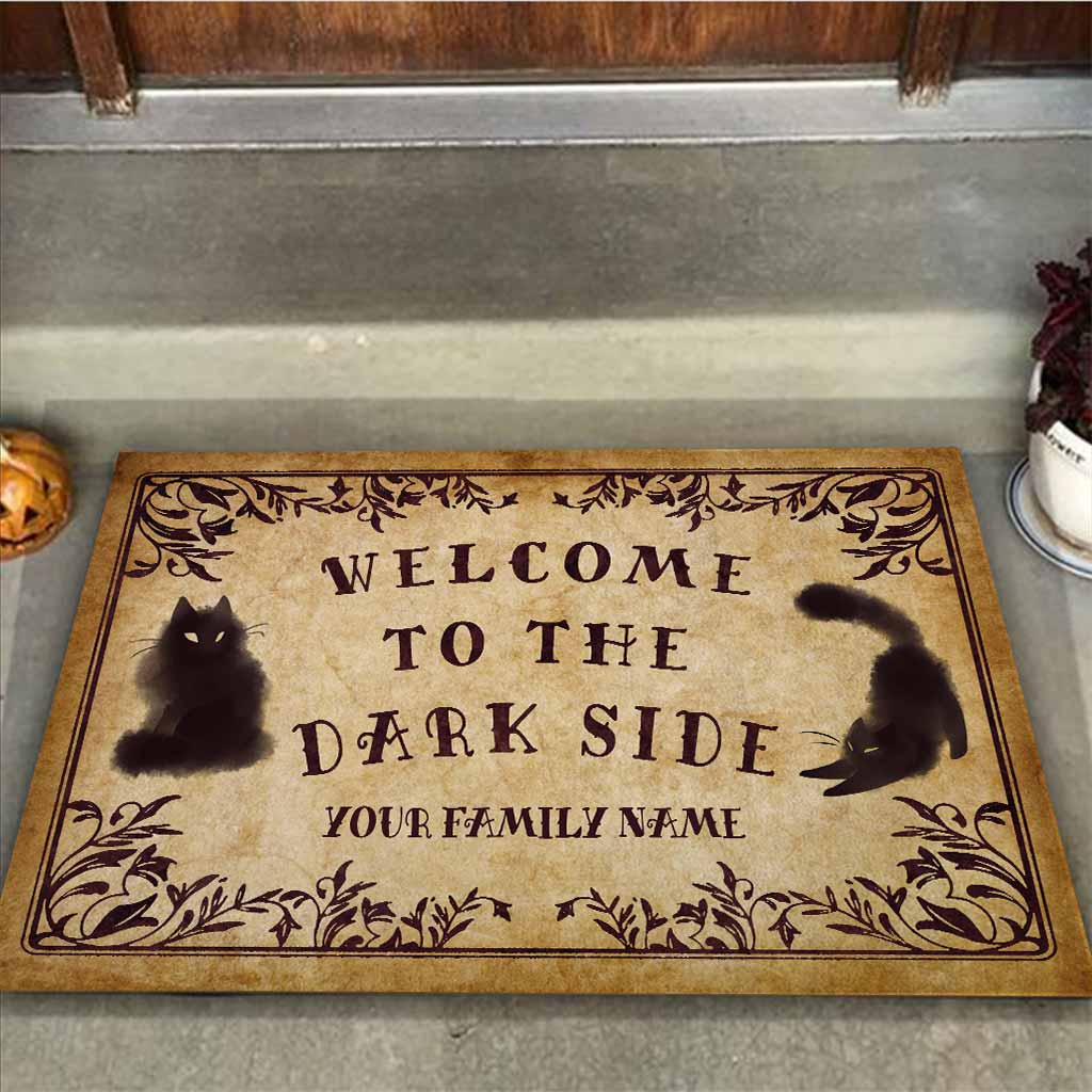 Welcome To The Dark Side - Black Cat Personalized Doormat