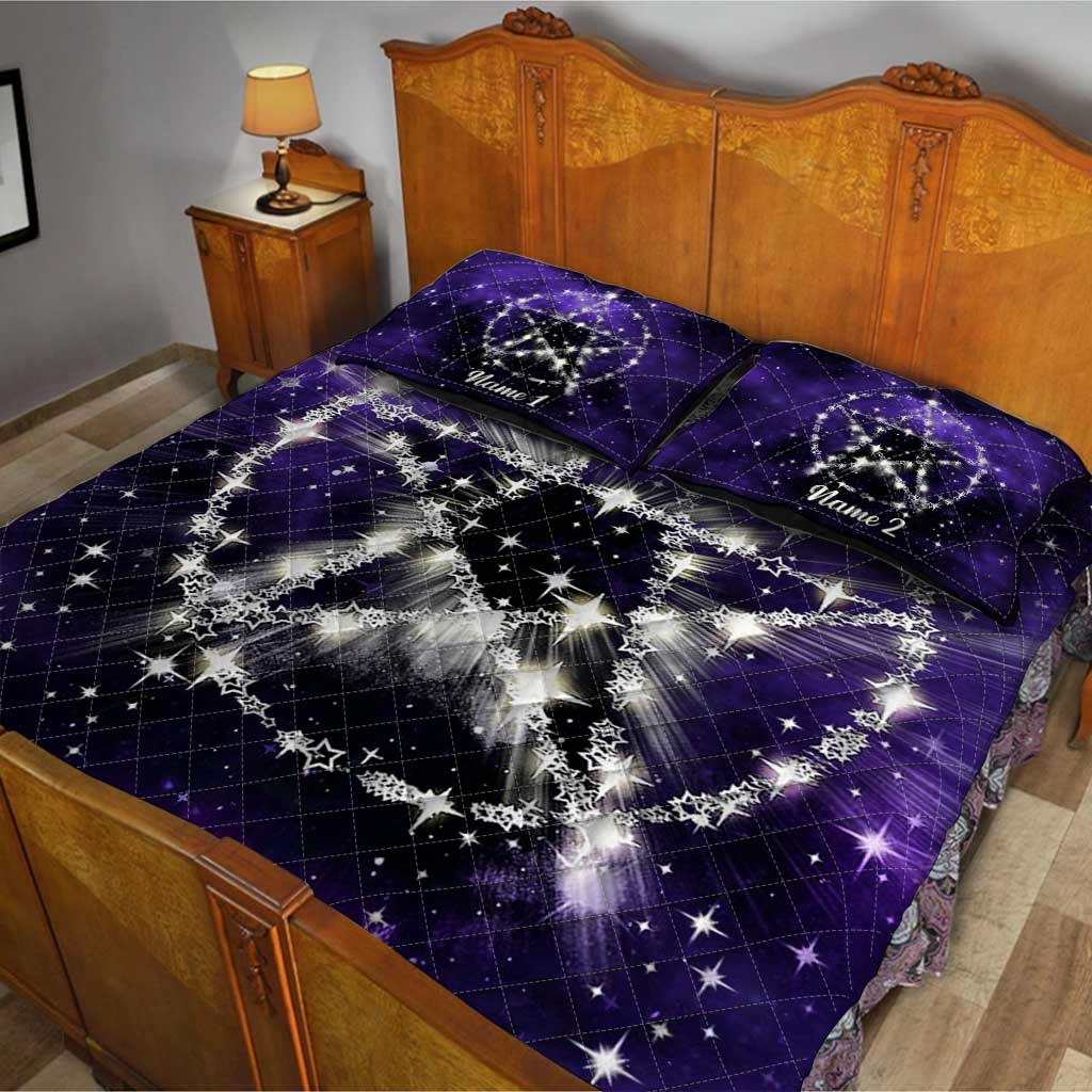 Wicca Pentagram - Personalized Witch Quilt Set