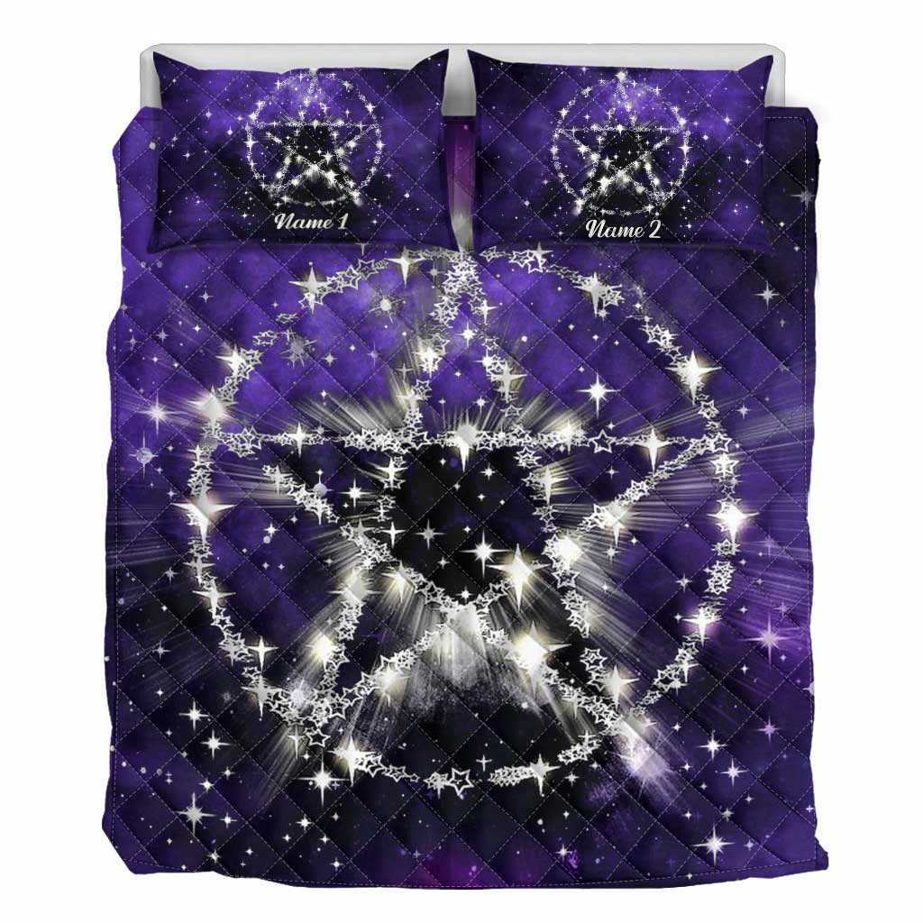 Wicca Pentagram - Personalized Witch Quilt Set