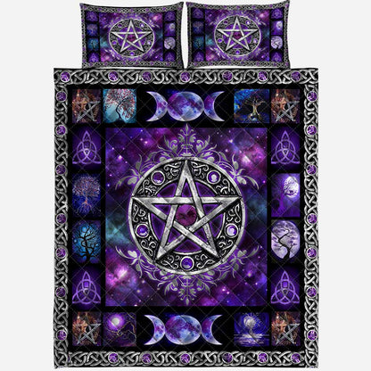 Witch Vibes Purple Pentagram Quilt Set