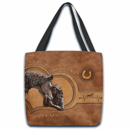 You're My Happy Place - Personalized Horse Tote Bag