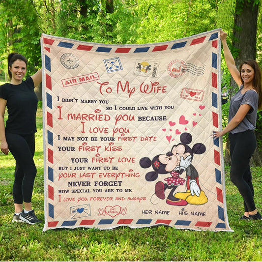 To My Wife - Personalized Couple Mouse Quilt