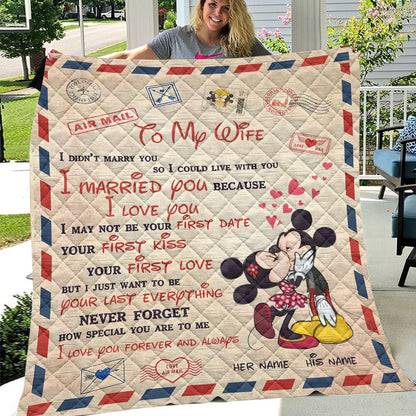 To My Wife - Personalized Couple Mouse Quilt