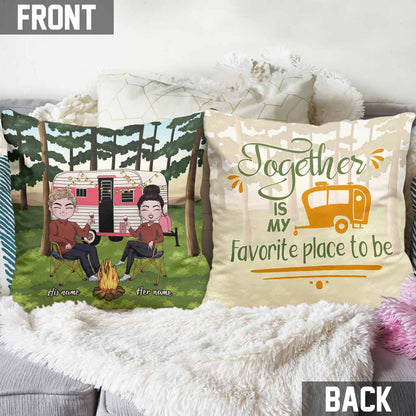 Together Is My Favorite Place To Be - Personalized Camping Throw Pillow