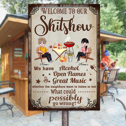 Welcome - Personalized Backyard Rectangle Metal Sign