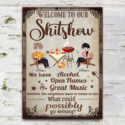 Welcome - Personalized Backyard Rectangle Metal Sign