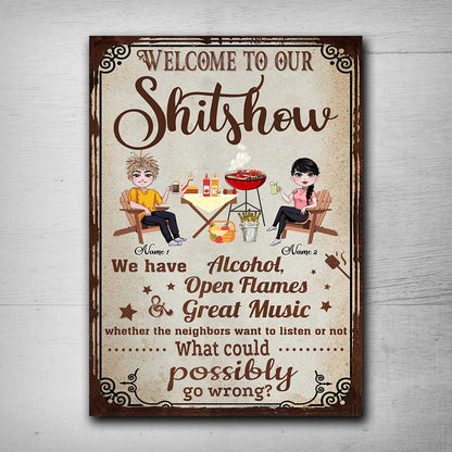 Welcome - Personalized Backyard Rectangle Metal Sign