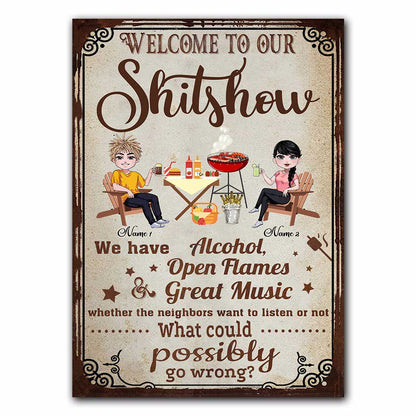 Welcome - Personalized Backyard Rectangle Metal Sign